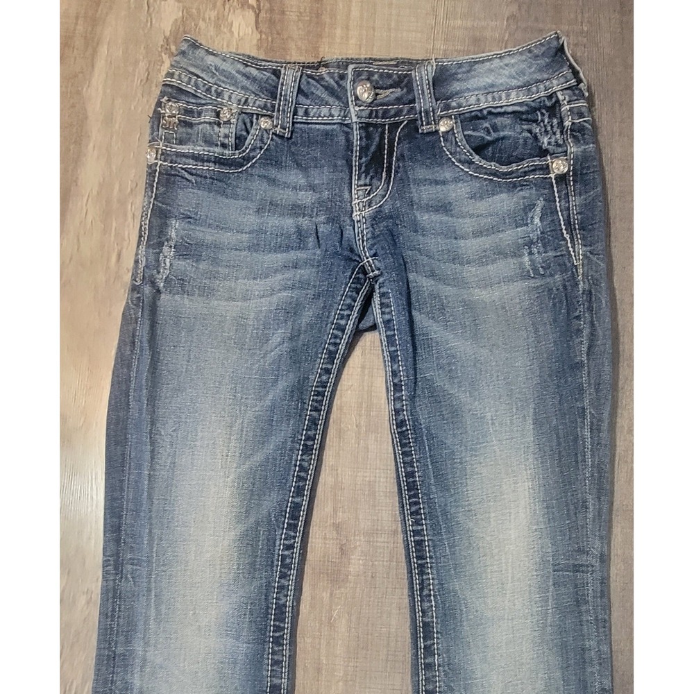 Miss Me 26 Bootcut Jeans JP5801B Medium Wash Embellished Flap Pocket 28x32